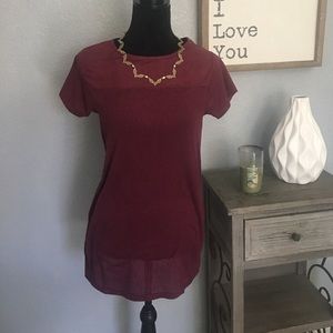 Paper Crane by Anthropologie Maroon Top